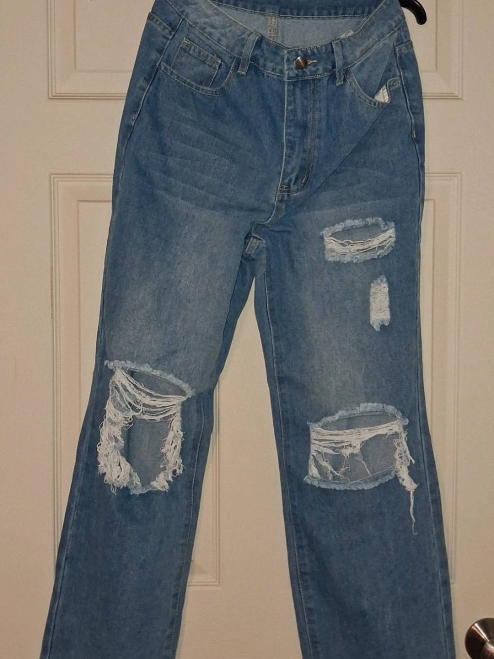 Women's Distressed Blue Denim Jeans Medium